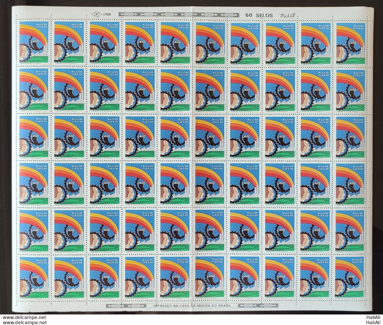 C 1509 Brazil Stamp Work Day Economy 1986 Sheet.jpg - Ongebruikt