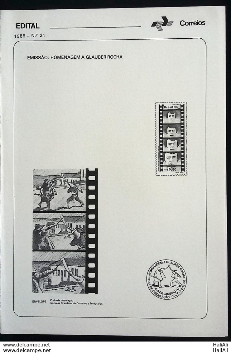Brochure Brazil Edital 1986 21 Glauber Rocha Cinema Without Stamp - Covers & Documents