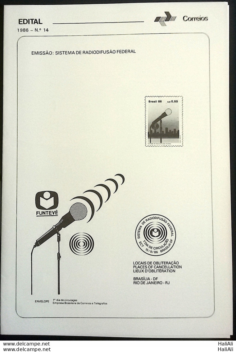 Brochure Brazil Edital 1986 14 Federal Radiodifuse Radio Comunicação Without Stamp - Storia Postale