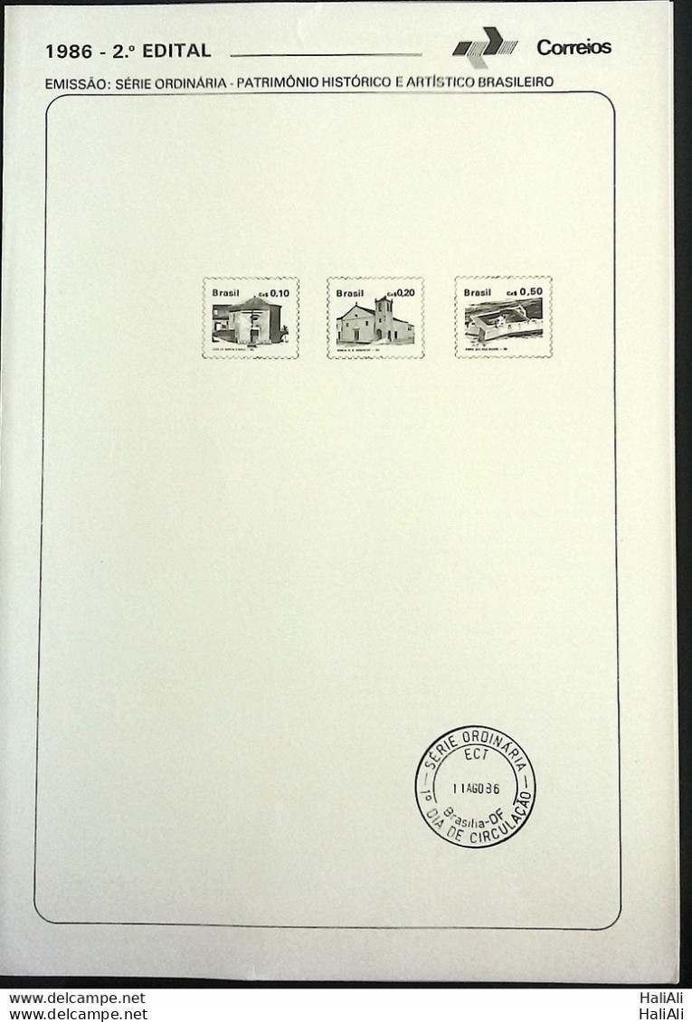Brochure Brazil Edital 1986 02 Historical Heritage Church Religion Fort Military Without Stamp - Briefe U. Dokumente