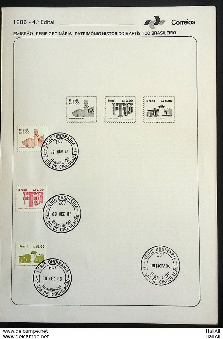 Brochure Brazil Edital 1986 04 Historical Heritage With Stamp CPD DF Brasília - Briefe U. Dokumente