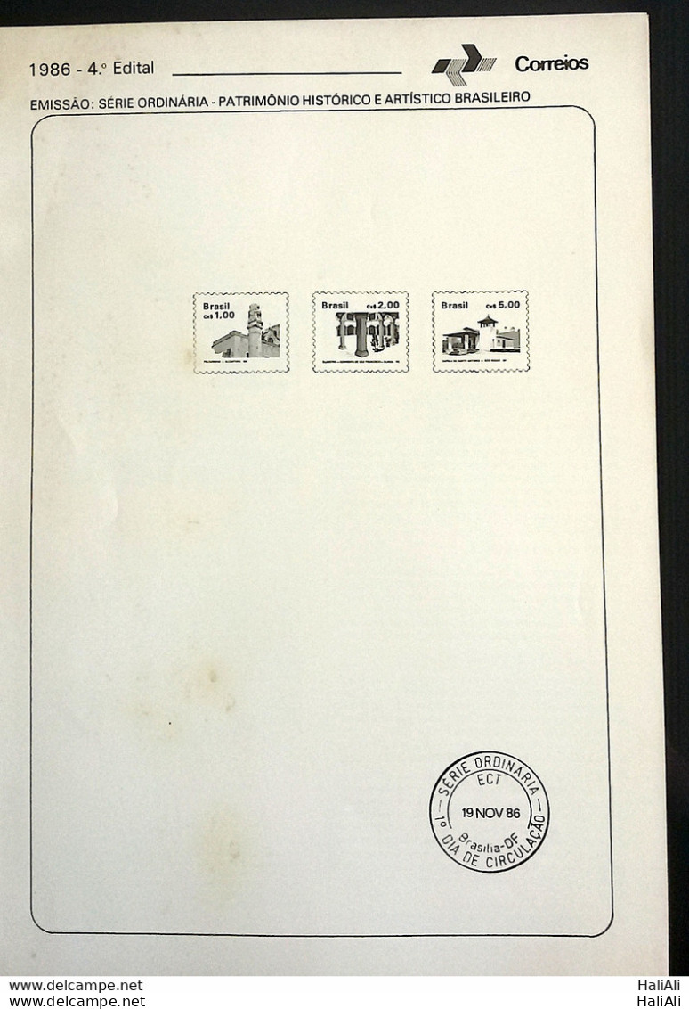 Brochure Brazil Edital 1986 04 Historical Heritage Without Stamp - Storia Postale