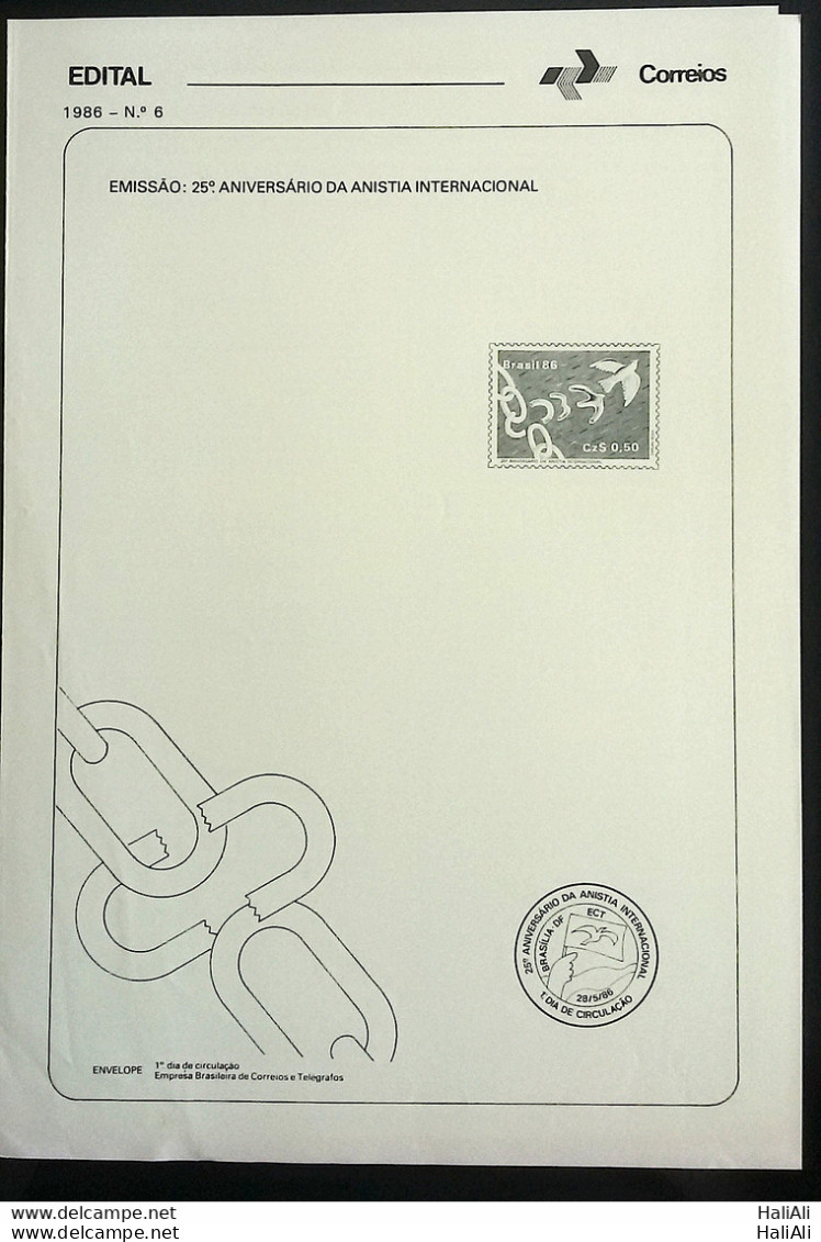 Brochure Brazil Edital 1986 06 Amnesty International Right Justice Without Stamp - Brieven En Documenten