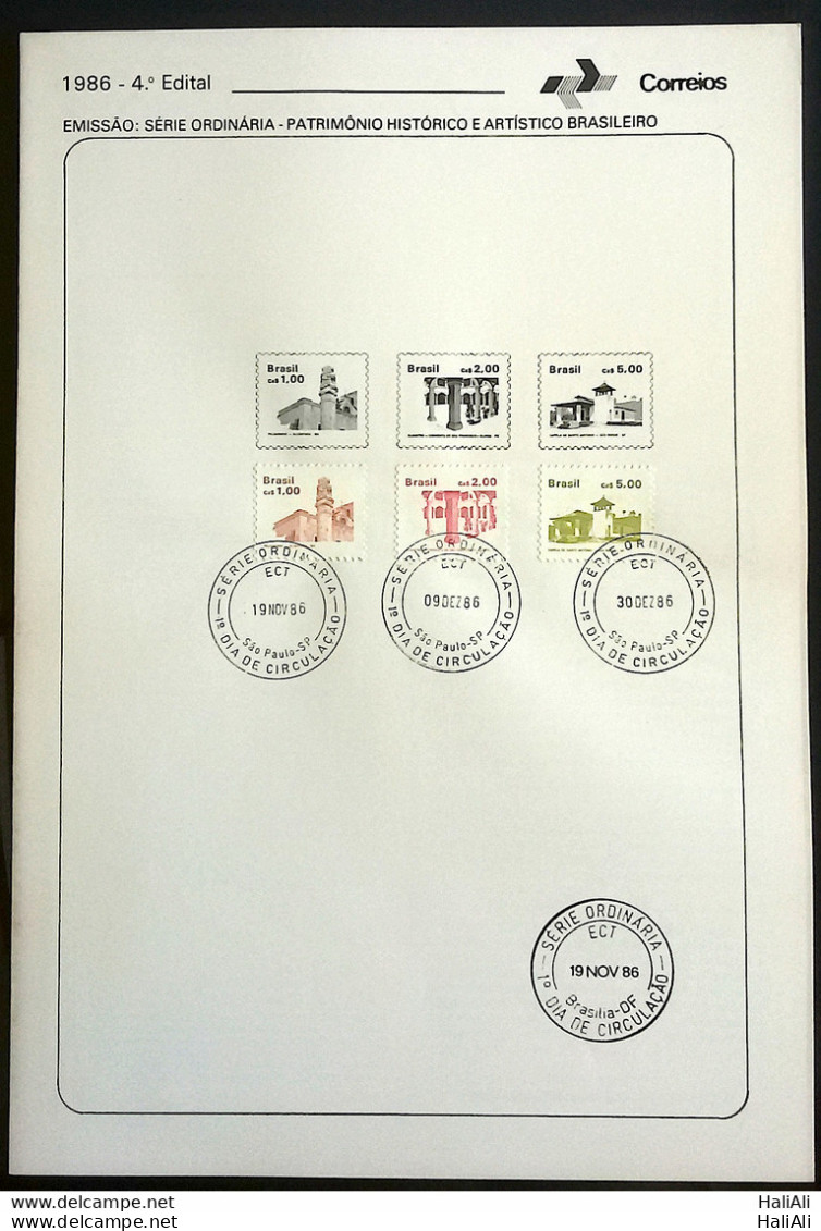 Brochure Brazil Edital 1986 04 Historical Heritage With Stamp CPD SP - Storia Postale