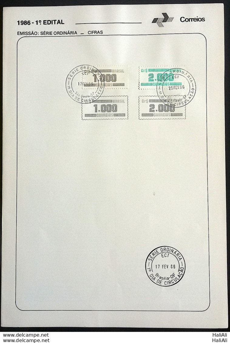 Brochure Brazil Edital 1986 01 Ciphes With Stamp Cpd Sp - Brieven En Documenten