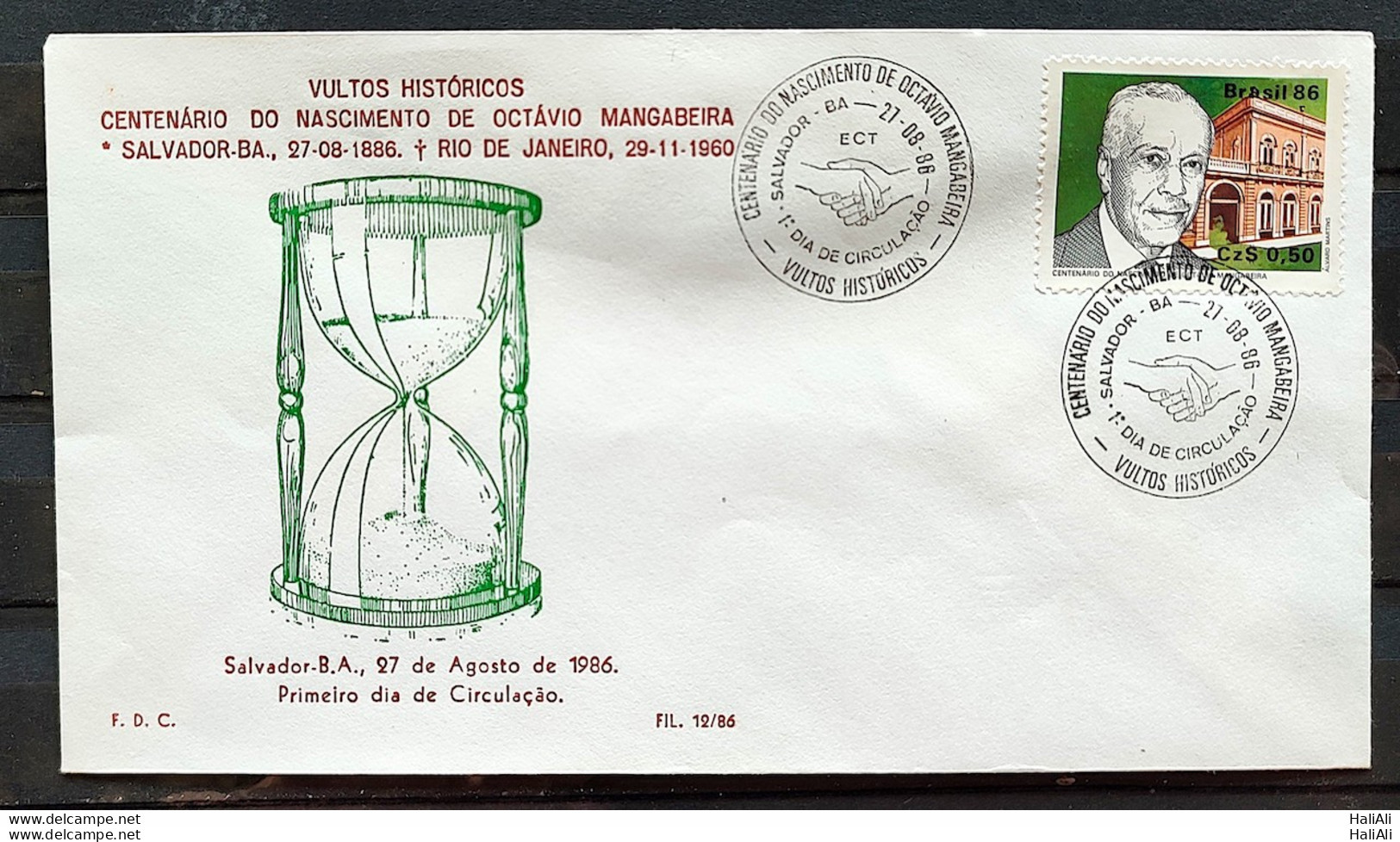 Brazil Envelope PVT FIL 012 1986 Octavio Mangabeira Political Journalism CBC BA - FDC