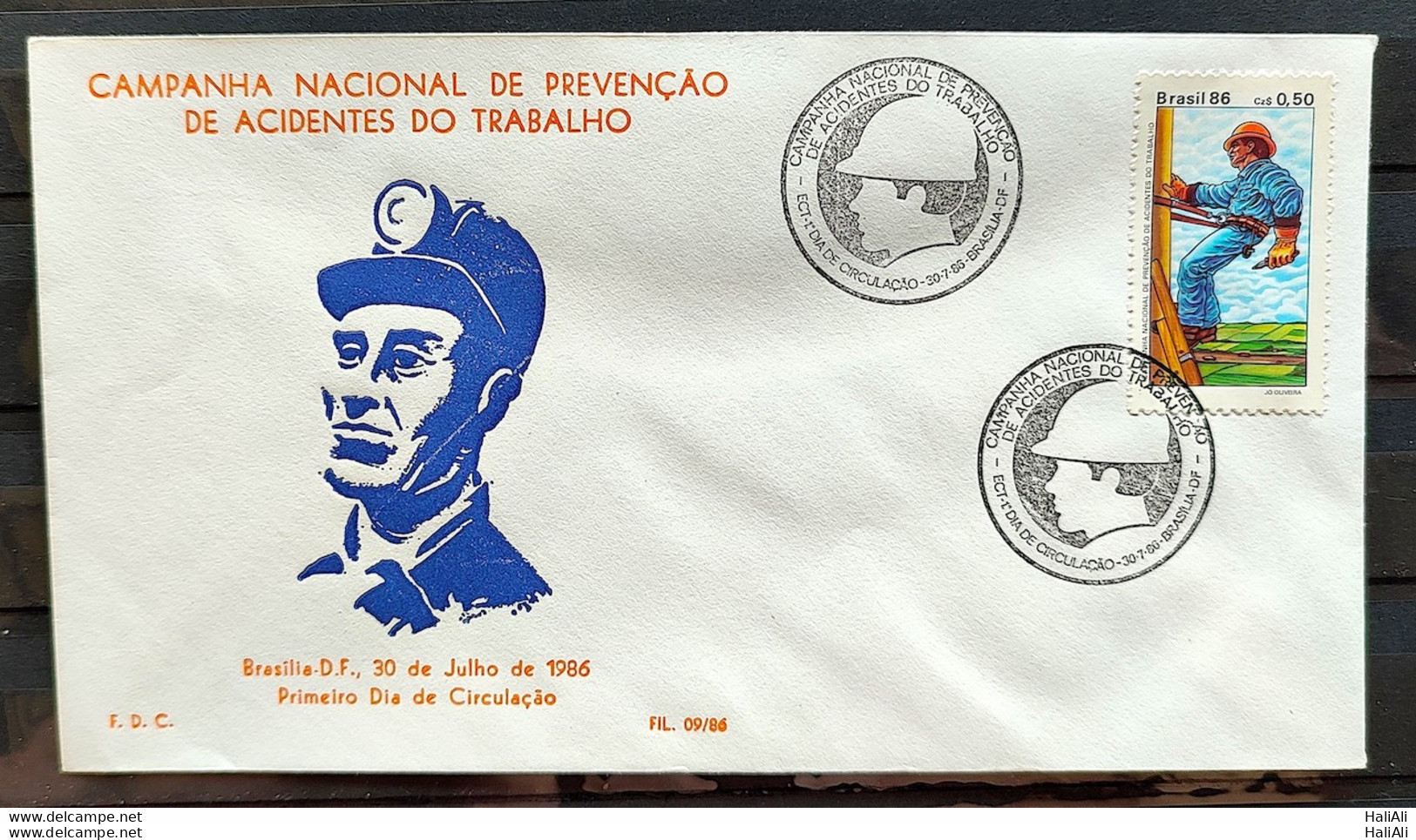Brazil Envelope PVT FIL 009 1986 Prevention Accidents At Work Health CBC BSB - FDC