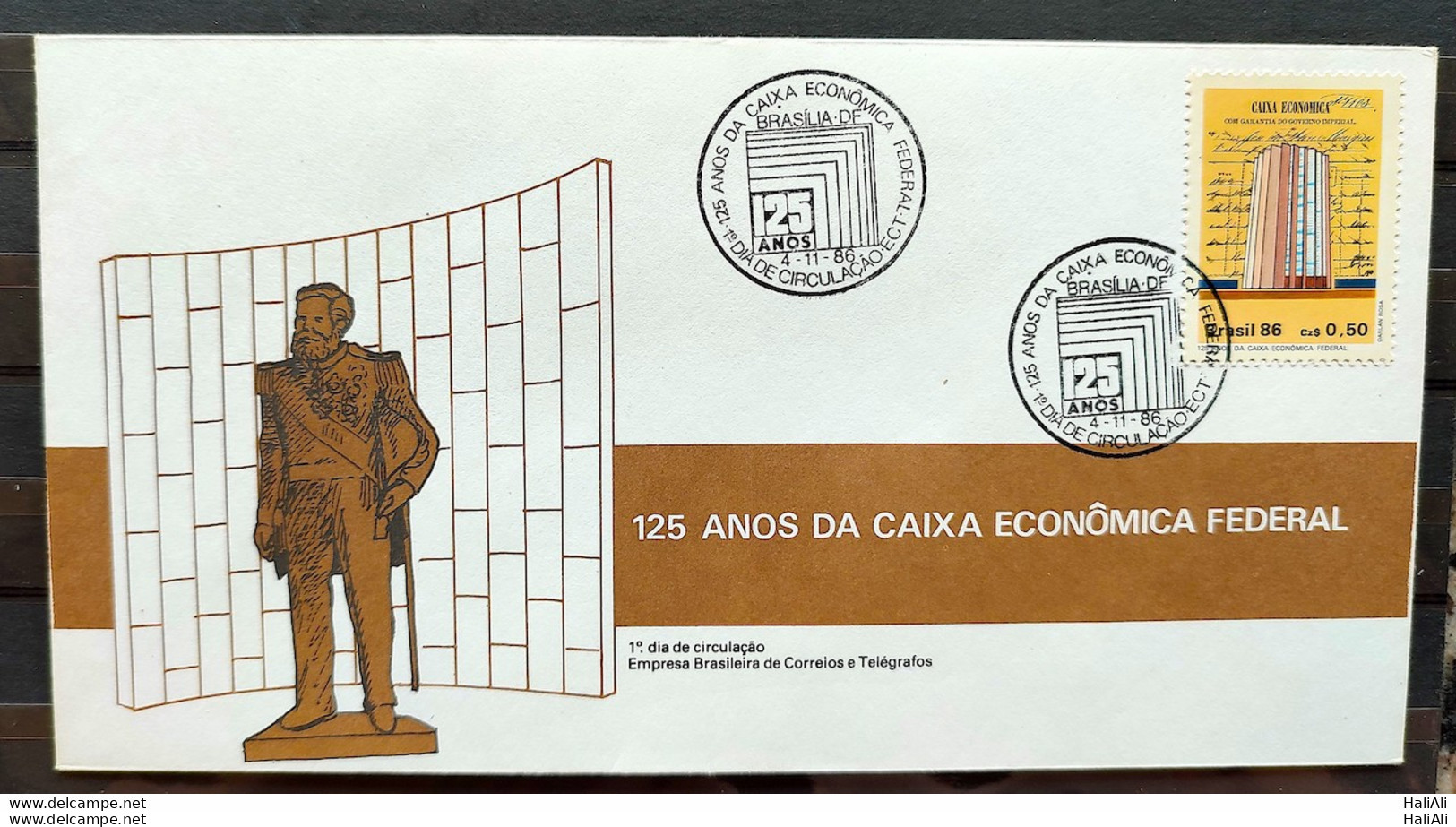 Brazil Envelope FDC 407 1986 Banco Caixa Economica Federal Economy CBC BSB 03 - FDC