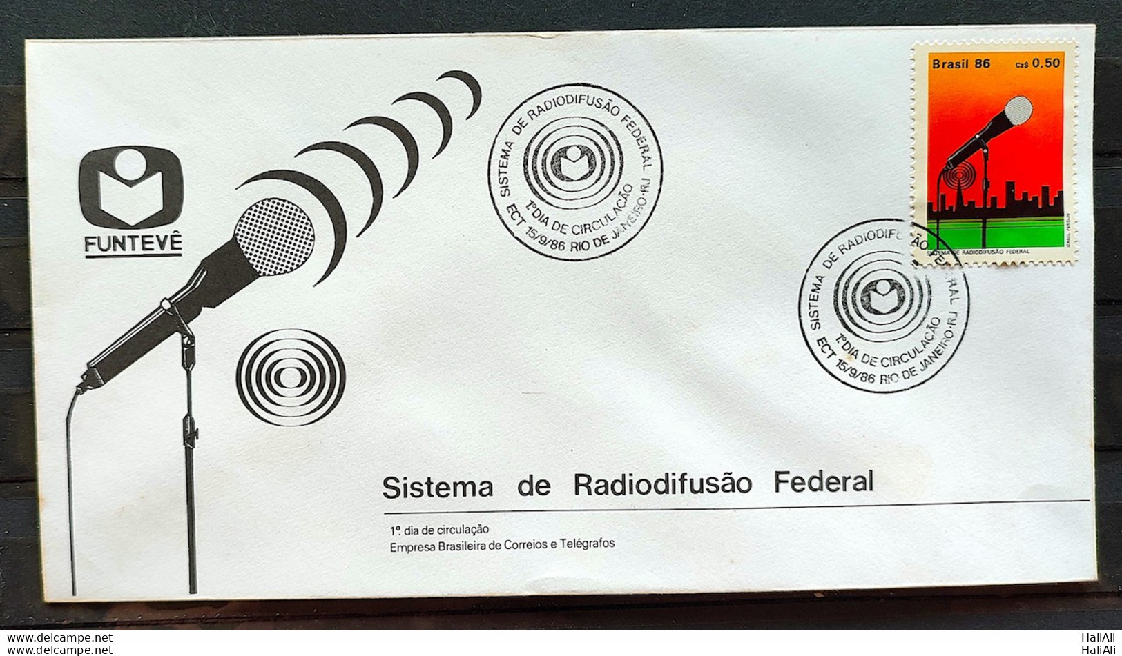 Brazil Envelope FDC 402 1986 Radiodifusion Communication CBC RJ 03 - FDC