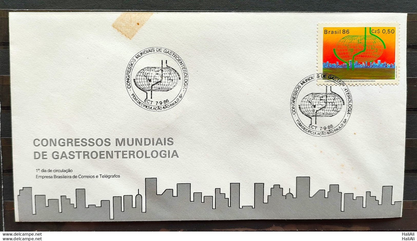 Brazil Envelope FDC 401 1986 Gastroenterology Congress Health CBC SP 04 - FDC