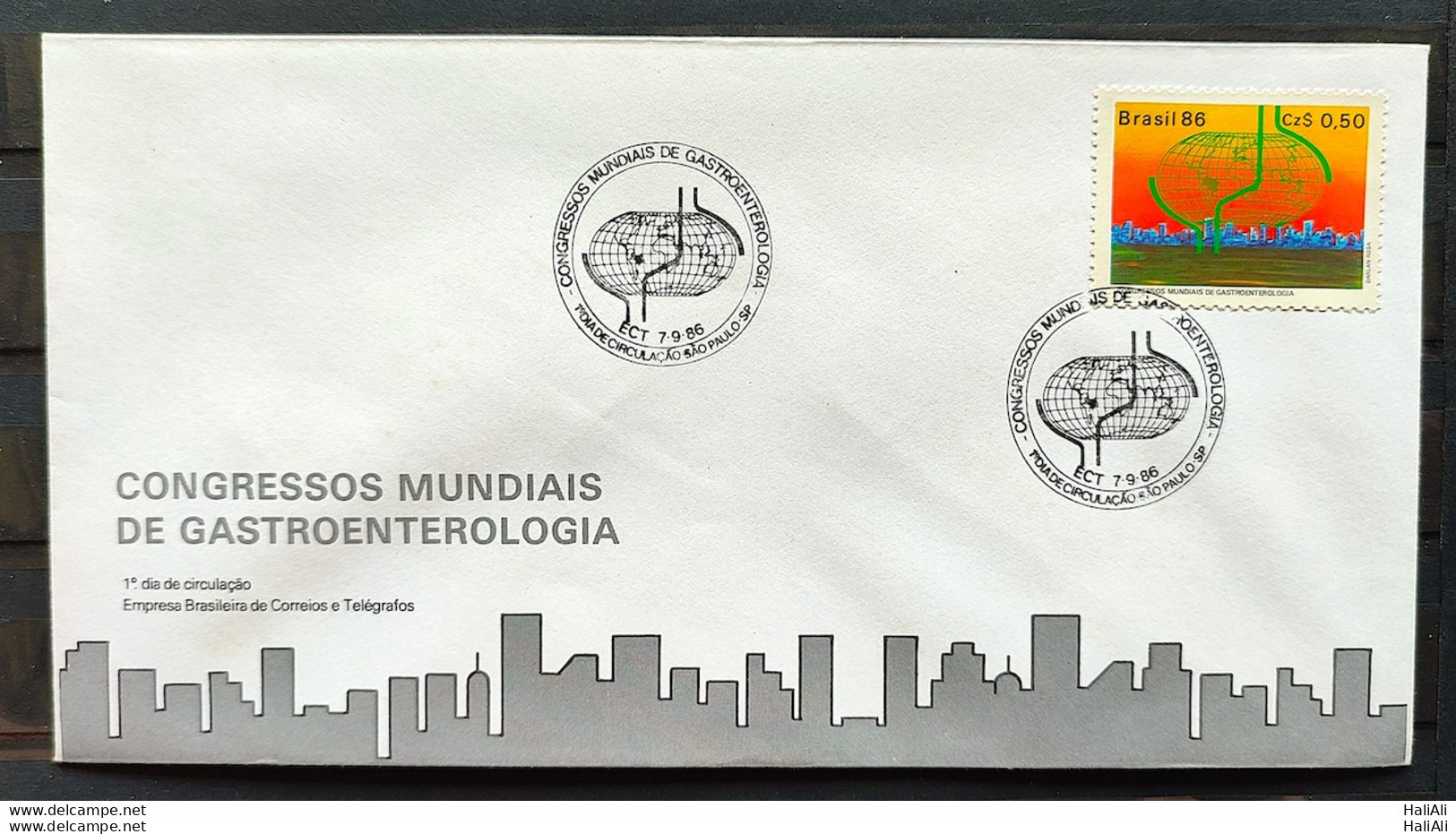 Brazil Envelope FDC 401 1986 Gastroenterology Congress Health CBC SP 01 - FDC
