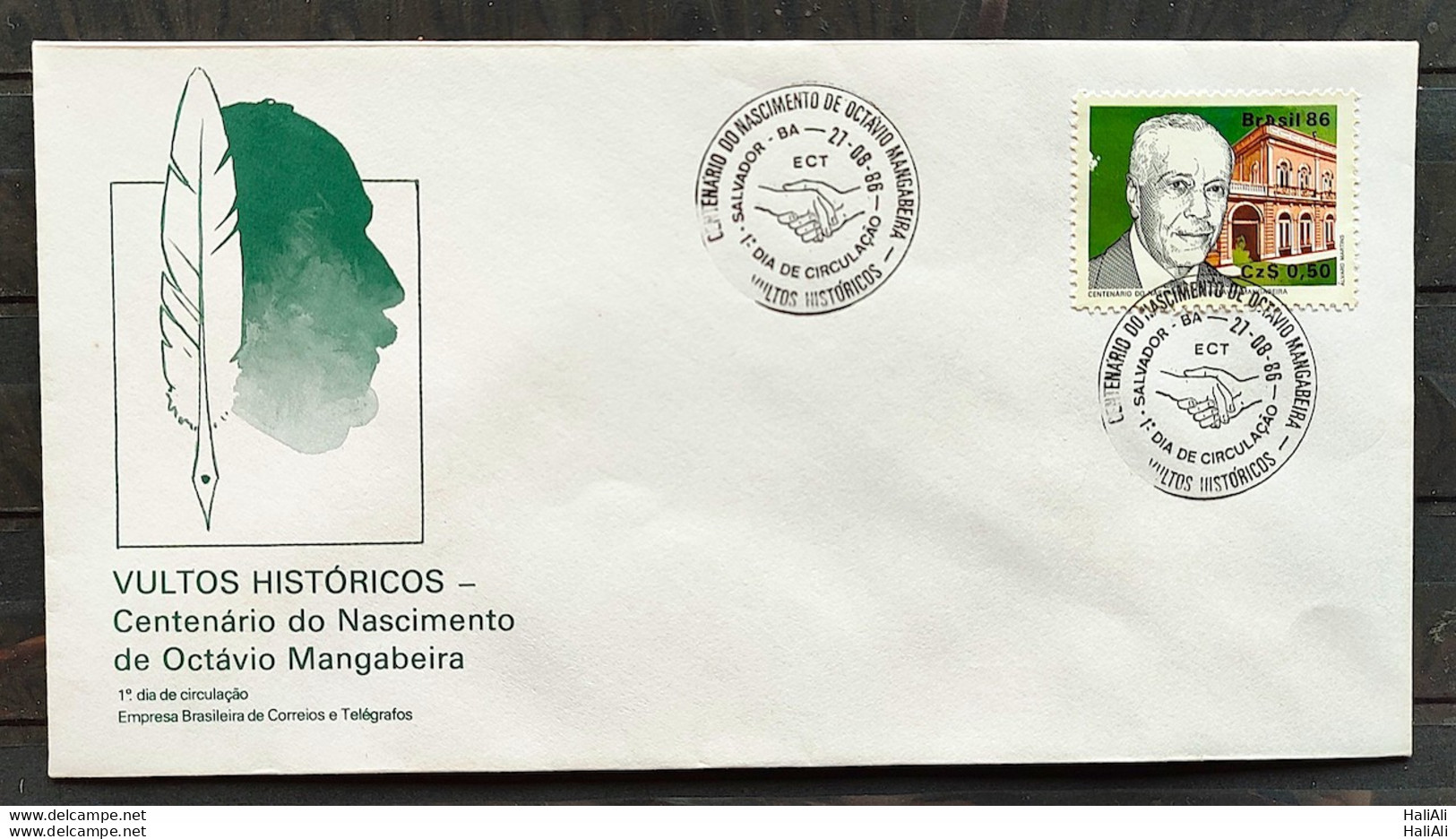 Brazil Envelope FDC 400 1986 Octavio Mangabeira Political Journalism CBC BA 02 - FDC