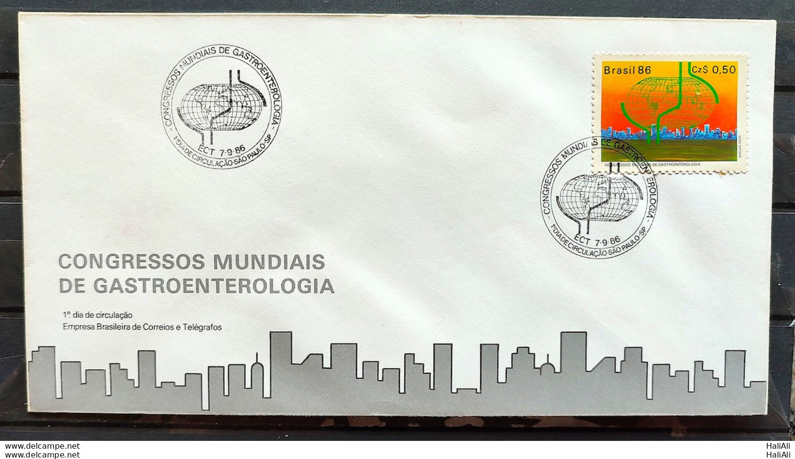 Brazil Envelope FDC 401 1986 Gastroenterology Congress Health CBC SP 02 - FDC