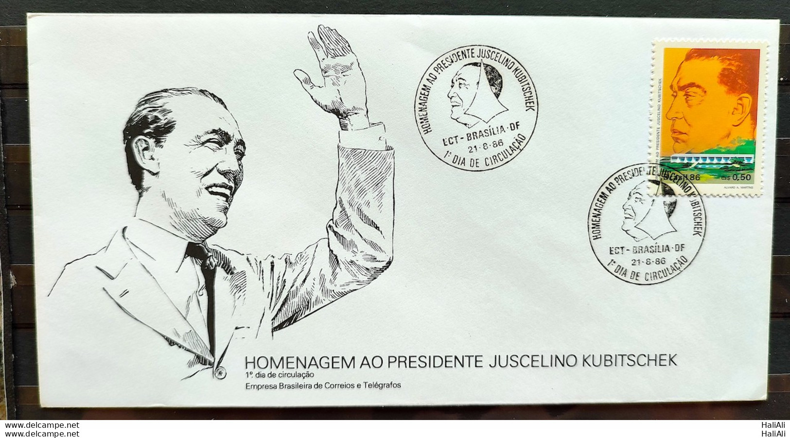 Brazil Envelope FDC 399 1986 President Juscelino Kubitschek Brasília CBC BSB - FDC