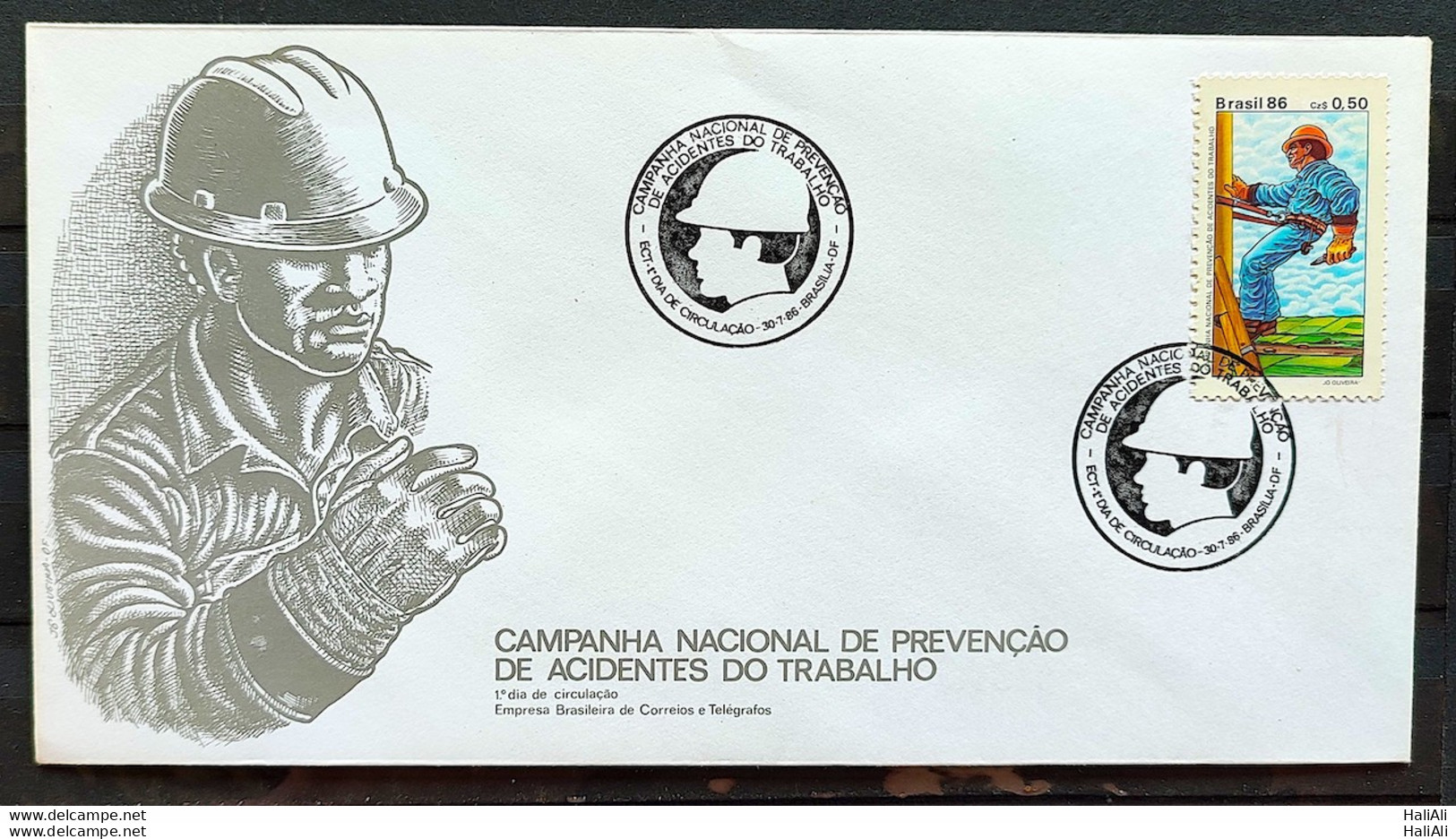 Brazil Envelope FDC 397 1986 Prevention Accidents At Work Health CBC BSB - FDC