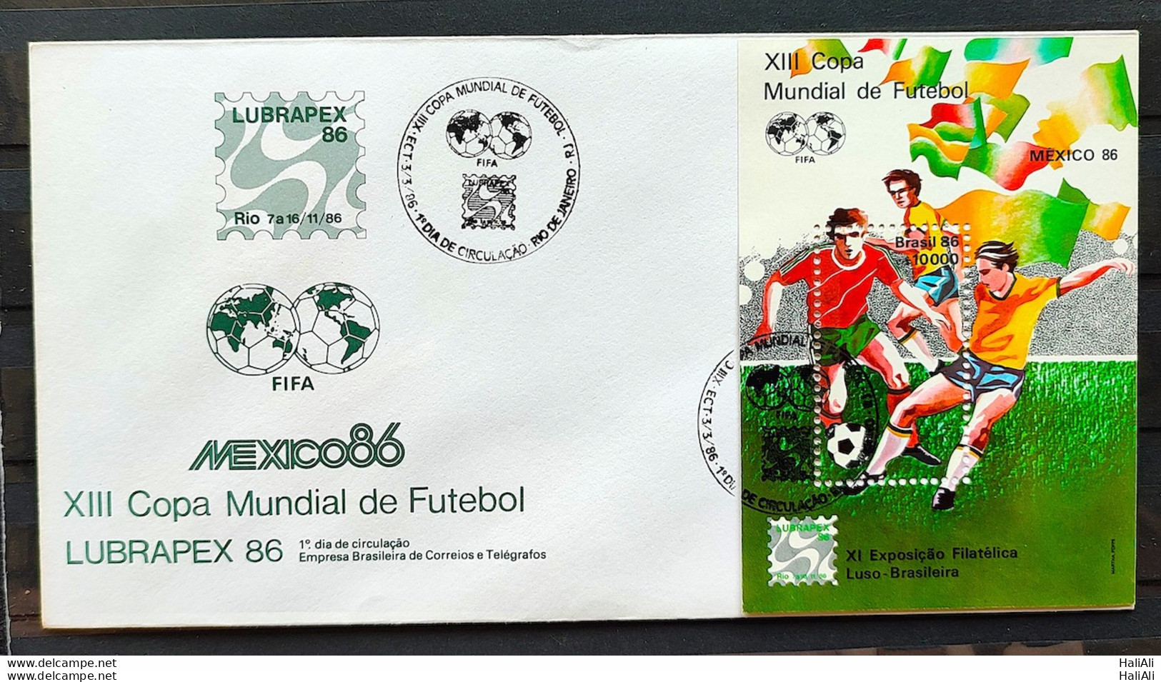 Brazil Envelope FDC 389 1986 Football World Cup Mexico CBC RJ 05 - FDC