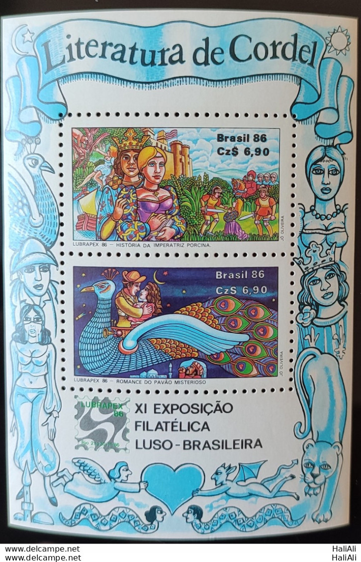 B 73 Brazil Stamp Lubrapex Philately Postal Service Birds Peacock 1986.jpg - Unused Stamps