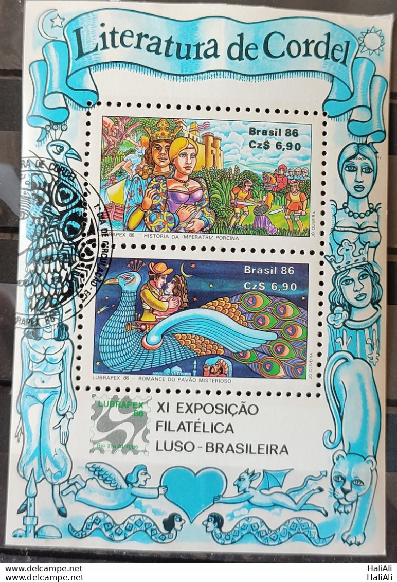 B 73 Brazil Stamp Lubrapex Philately Postal Service Birds Peacock 1986 Circulated 2.jpg - Usados