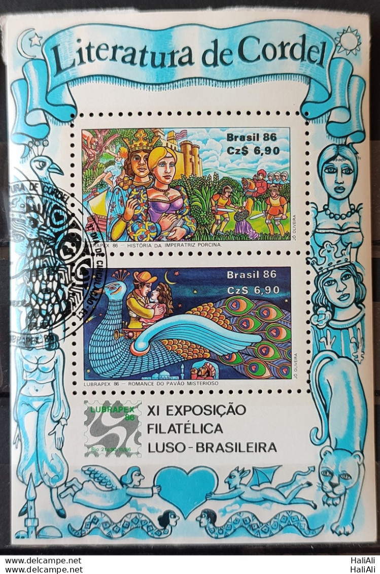 B 73 Brazil Stamp Lubrapex Philately Postal Service Birds Peacock 1986 Circulated 4.jpg - Usados