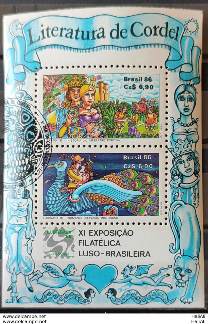 B 73 Brazil Stamp Lubrapex Philately Postal Service Birds Peacock 1986 Circulated 1.jpg - Usados