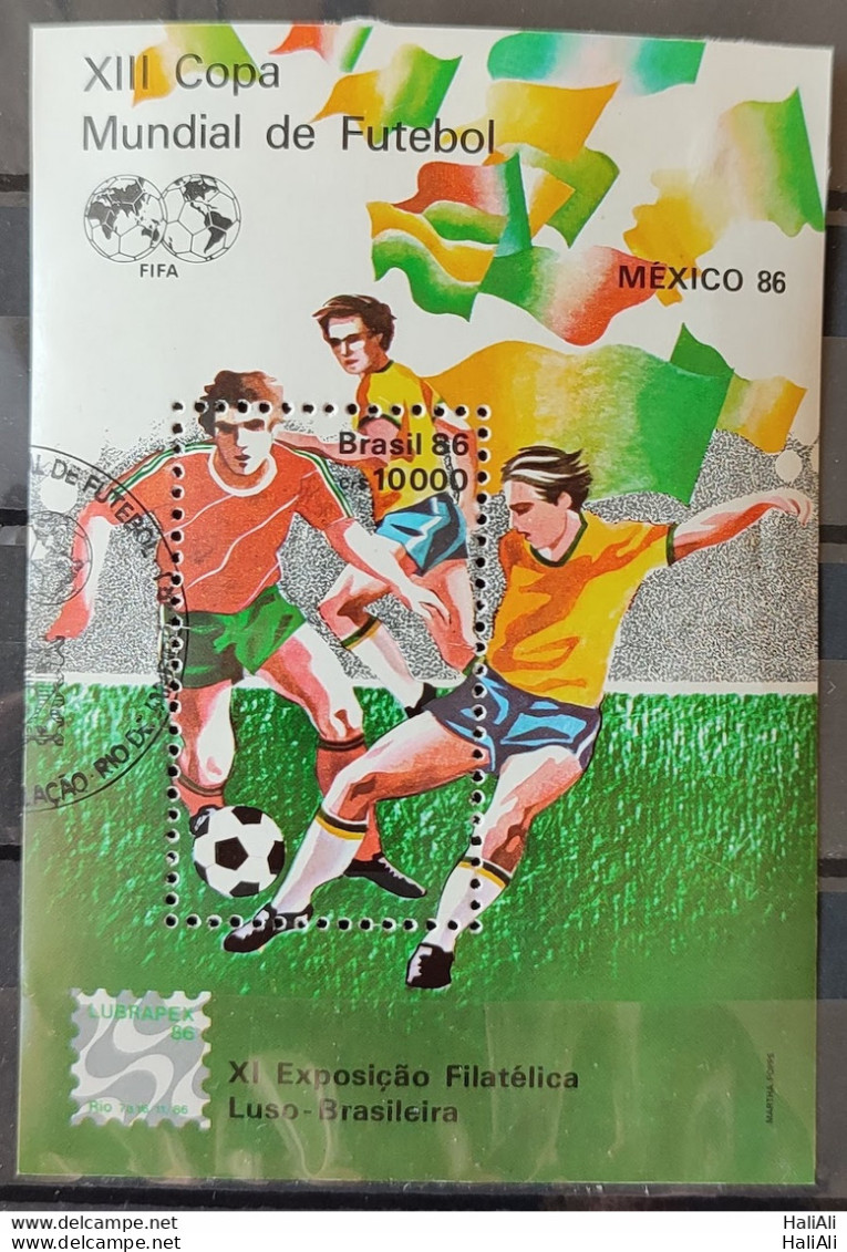 B 71 Brazil Stamp Mexico Soccer World Cup 1986 Circulated 1.jpg - Oblitérés
