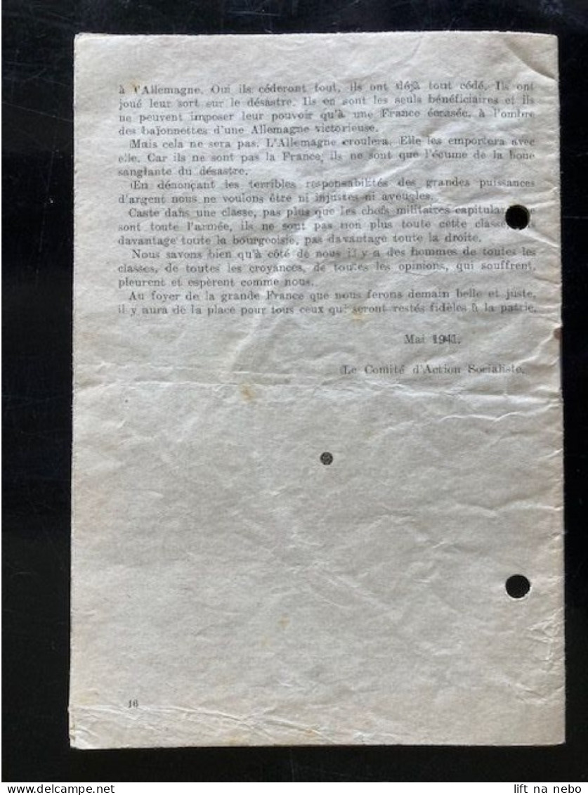 Tract Presse Clandestine Résistance Belge WWII WW2 'De la capitulation à la trahison!' brochure 16 pages