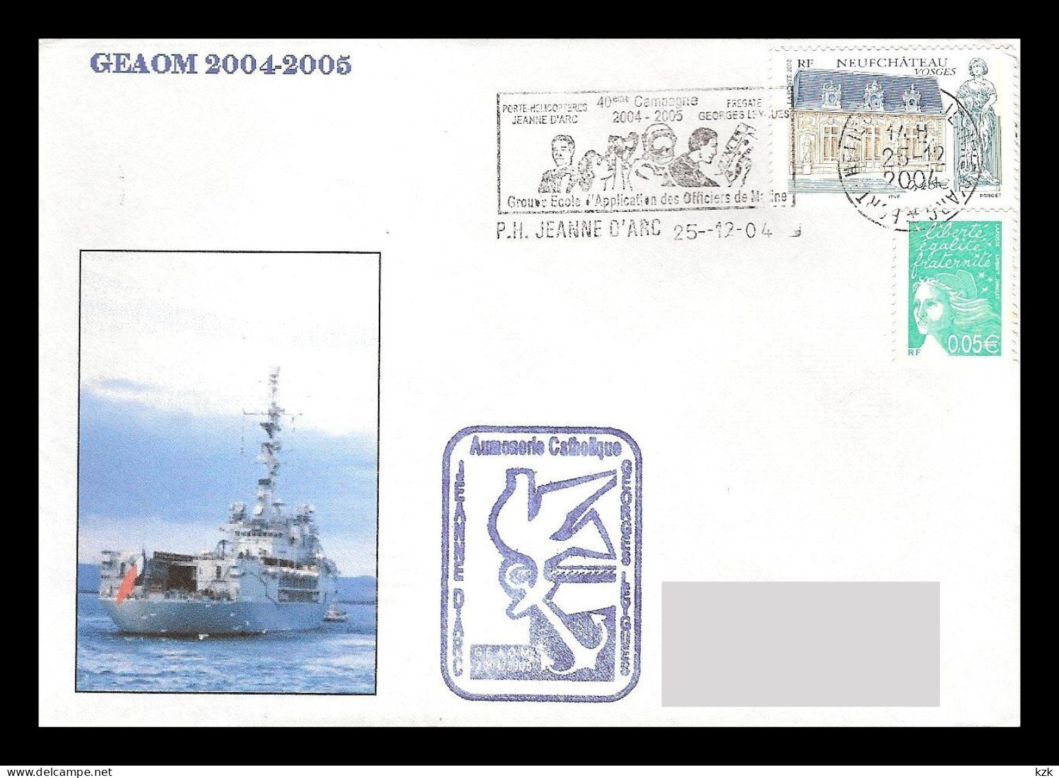 2 03	307	-	GEAOM 2004-05  -  Obl : 25/12/04  Aumonerie Catholique - Naval Post
