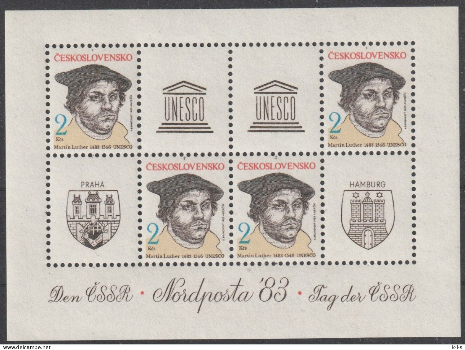 CSSR: 1983, Blockausgabe: Mi. Nr. 56, Int. Briefmarkenausstellung NORDPOSTA ’83, Hamburg – Tag Der ČSSR. **/MNH - Blocks & Sheetlets