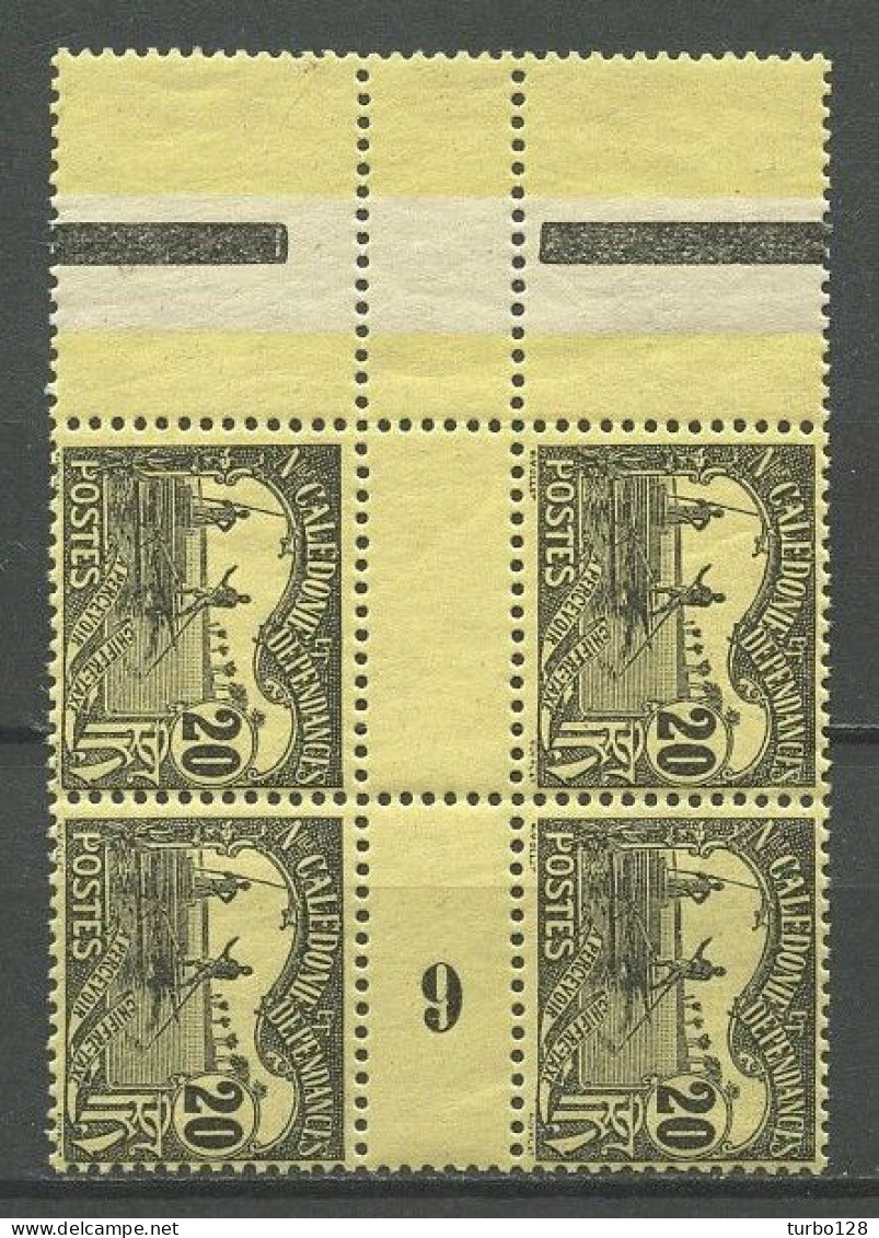 CALEDONIE 1906 Taxe N° 19 ** Bloc De 4 Millésime 9 Neuf MNH Superbe Embarcation Bateaux Boats Transports Surchargés - Timbres-taxe