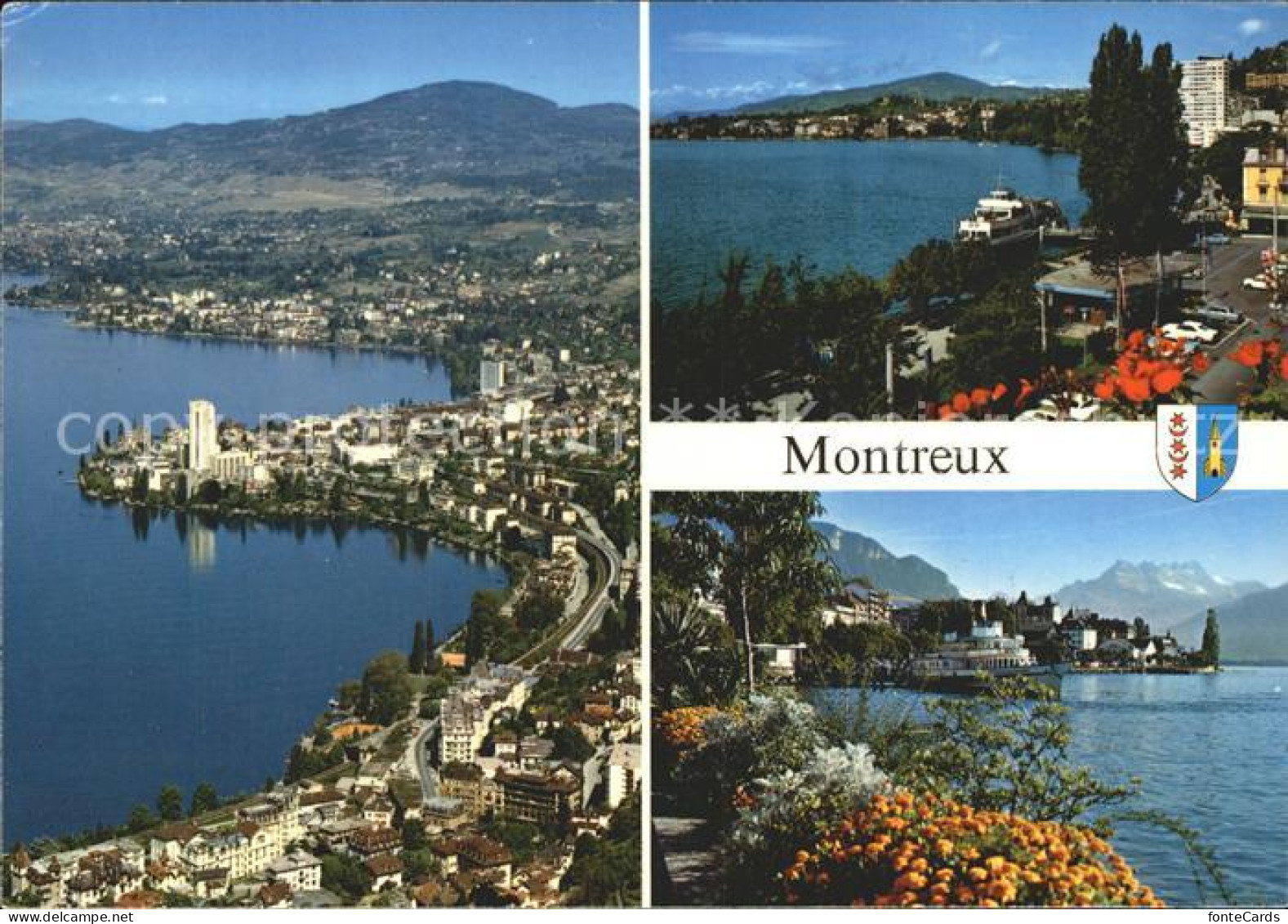 12378508 Montreux VD Fliegeraufnahme Udn Seepromenade Montreux - Other & Unclassified
