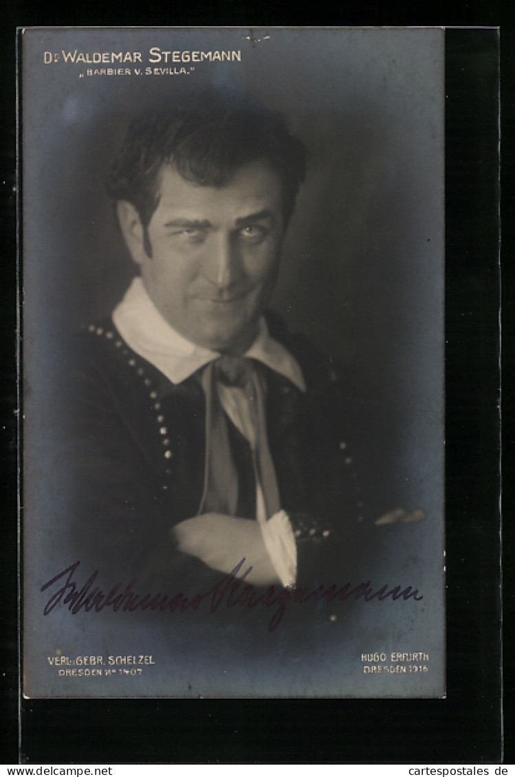 Foto-AK Hugo Erfurth: Opernsänger Waldemar Stegemann Mit Verschmitztem Blick, Autograph  - Altri & Non Classificati