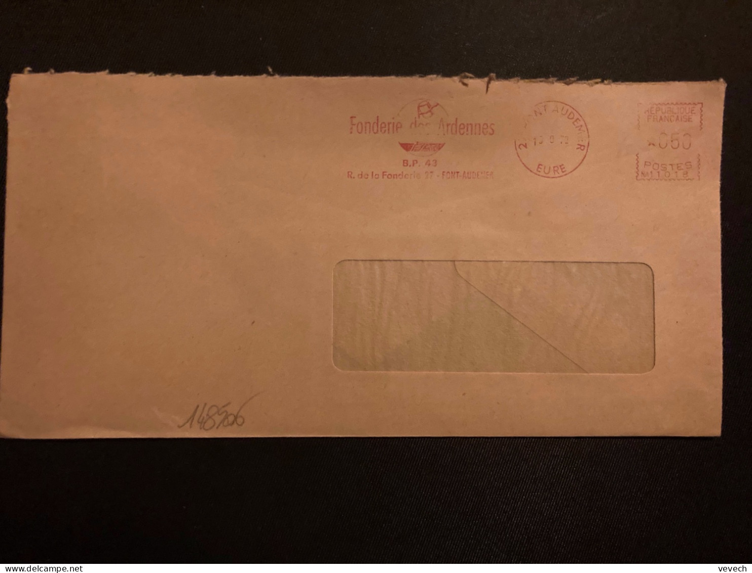 LETTRE EMA NA1 1018 à 050 Du 15 9 72 27 PONT AUDEMER EURE FONDERIE DES ARDENNES - EMA (Empreintes Machines à Affranchir)