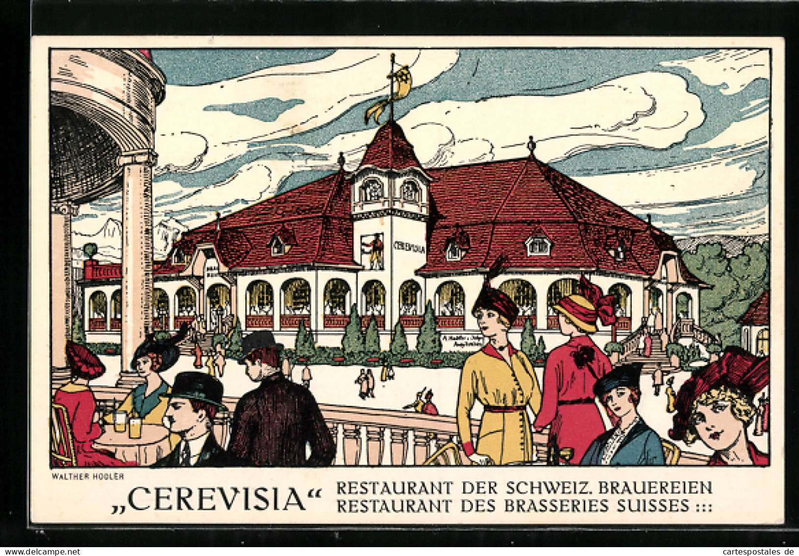 Künstler-AK Bern, Schweiz. Landesausstellung 1914, Restaurant Cerevisia D. Schweiz. Brauereien  - Tentoonstellingen