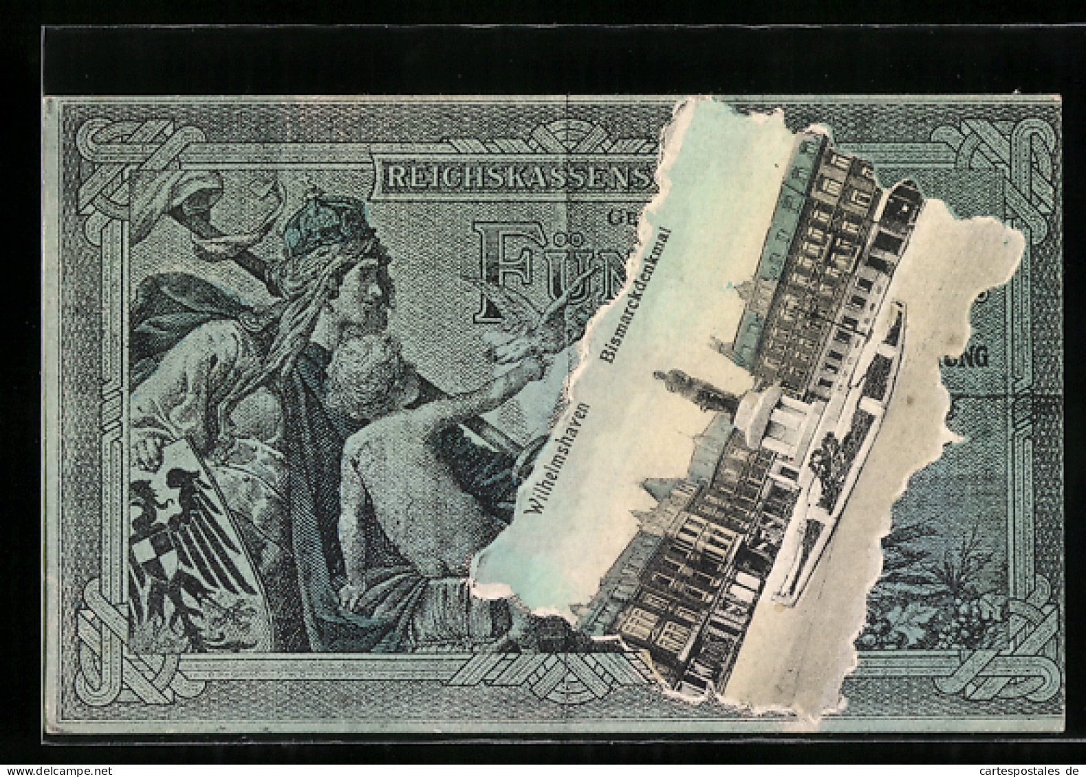 AK Wilhelmshaven, Bismarckdenkmal, Geld  - Monete (rappresentazioni)