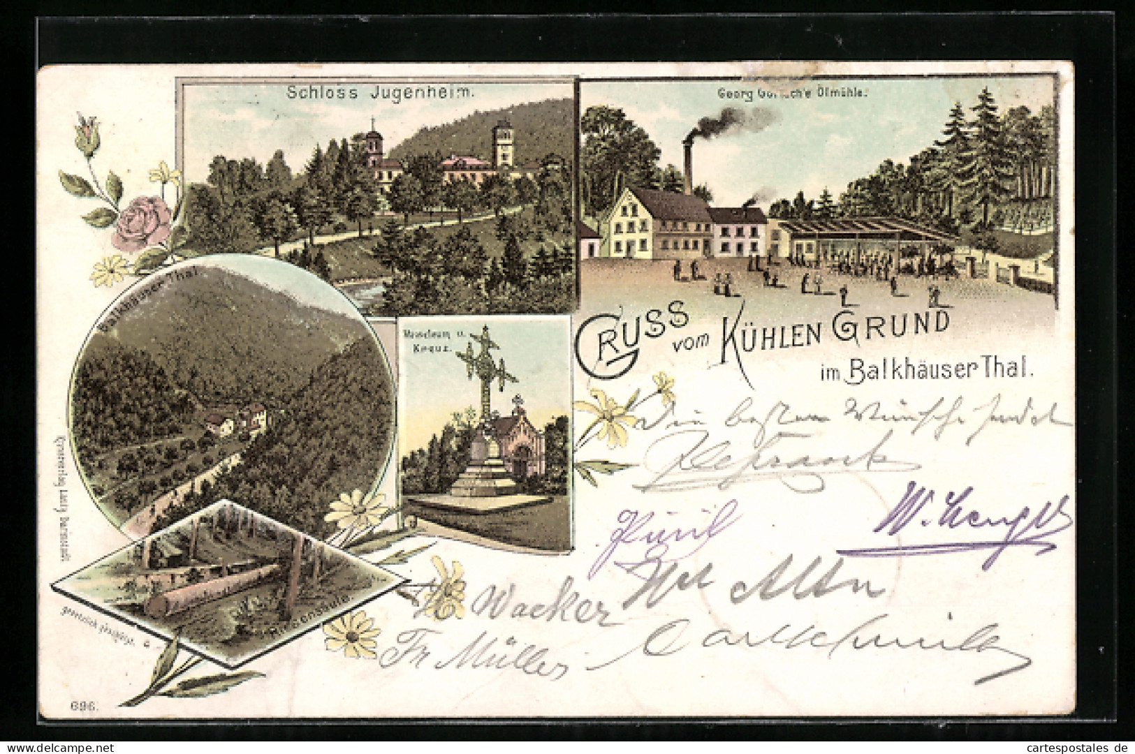 Lithographie Balkhausen, Schloss Jugenheim, Georg Görische Ölmühle  - Autres & Non Classés