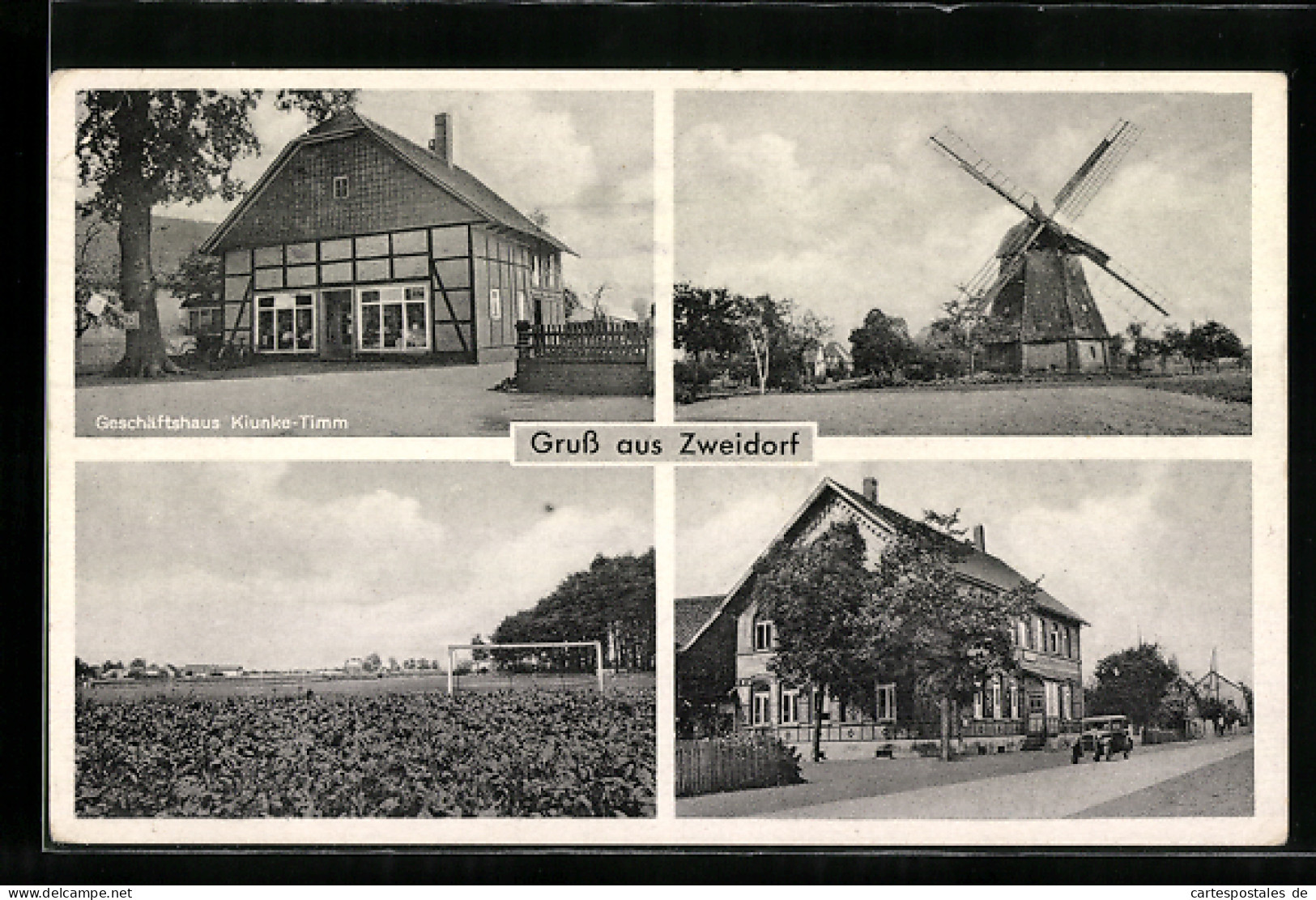 AK Zweidorf, Geschäftshaus Kiunke-Timm, Windmühle, Strassenpartie, Sportplatz  - Otros & Sin Clasificación