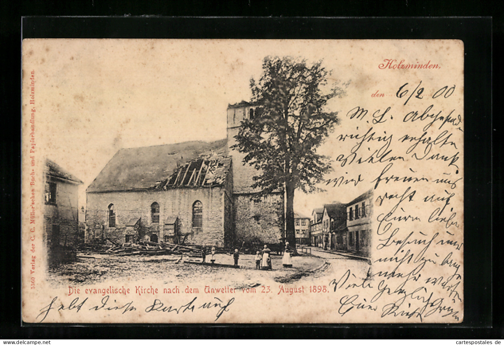 AK Holzminden, Die Evangelische Kirche Nach Dem Unwetter 1898  - Floods