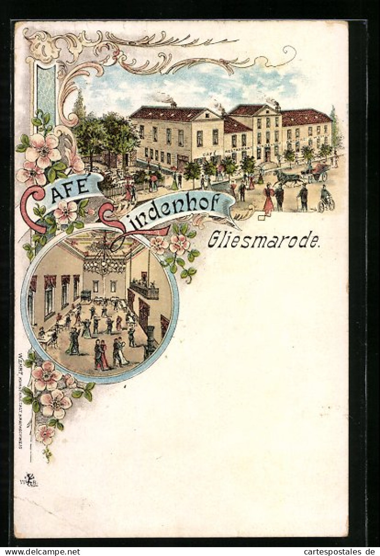 Lithographie Gliesmarode, Café Restaurant Lindenhof Und Bäckerei Wloock  - Otros & Sin Clasificación