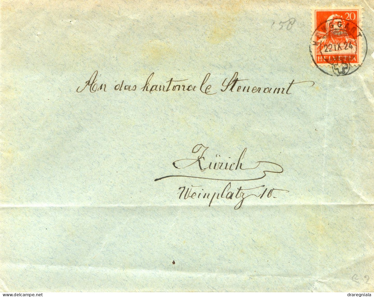 Mail Von Henggart 1924 - Tellbrustbild 158 - Marcofilia