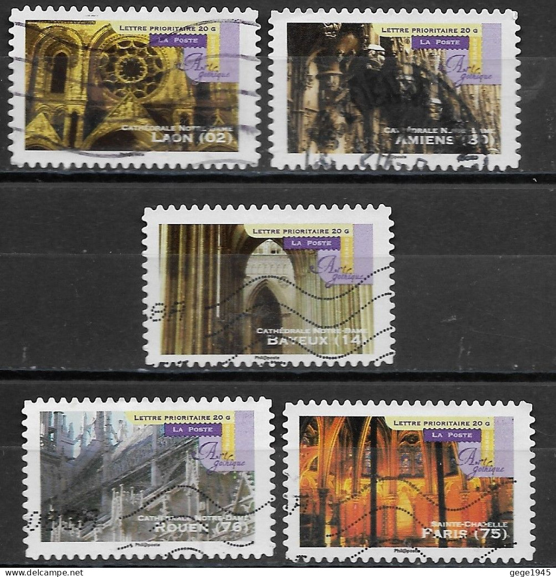 France 2011 Oblitéré Autoadhésif  N°  554 - 559 - 560 - 561 - 563  -    Art Gothique  ( Détails Architecturaux ) - Used Stamps