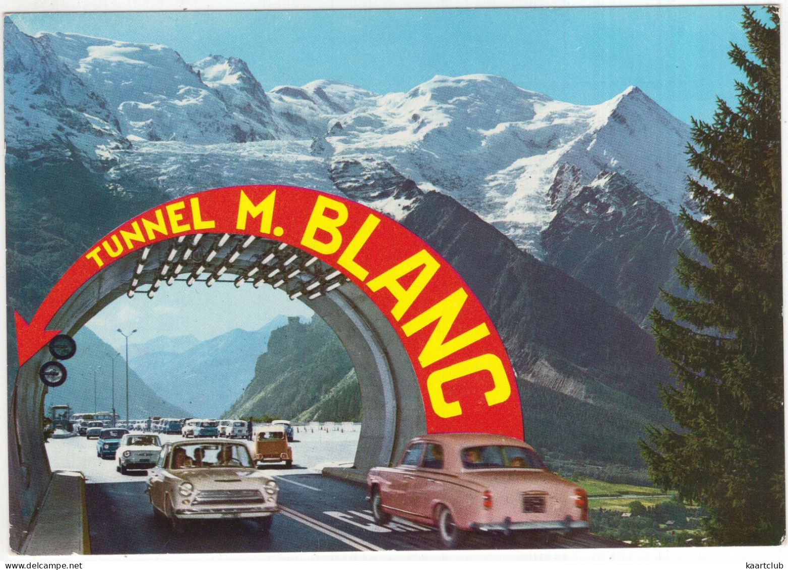 Tunnel Mont Blanc: PEUGEOT 403, FORD CORTINA '62, CITROËN 2CV - Vue De La Sortie Italienne - (Chamonix, France) - PKW