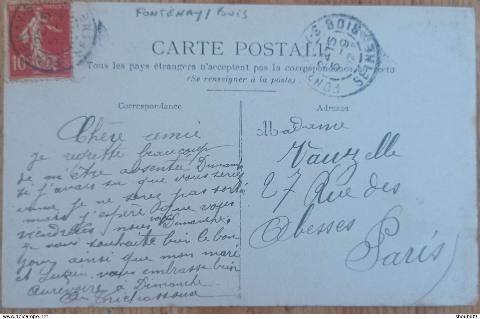 MENUISIERS FONTENAY SOUS BOIS MAGASIN DEVANTURE CARTE PHOTO - Fontenay Sous Bois