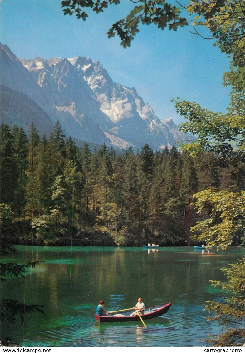 Navigation Sailing Vessels & Boats Themed Postcard Badersee Mit Zugspitze - Sailing Vessels