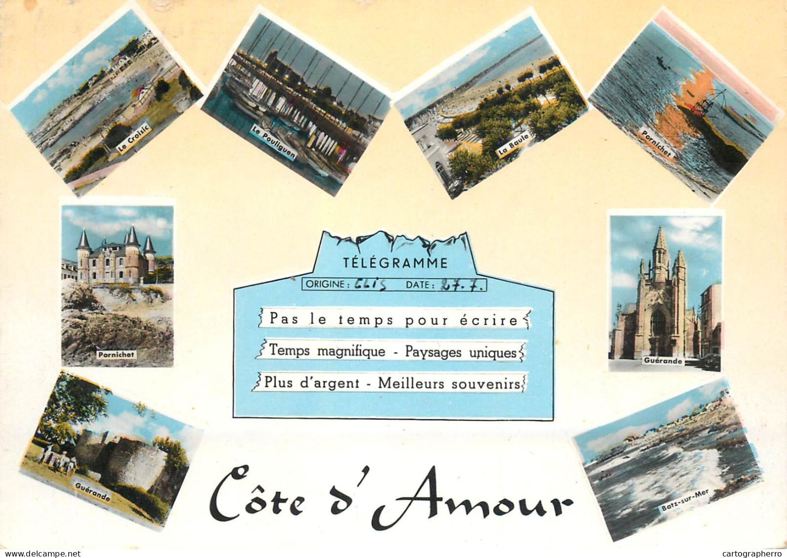 Navigation Sailing Vessels & Boats Themed Postcard Telegramme Cote D' Amour - Sailing Vessels