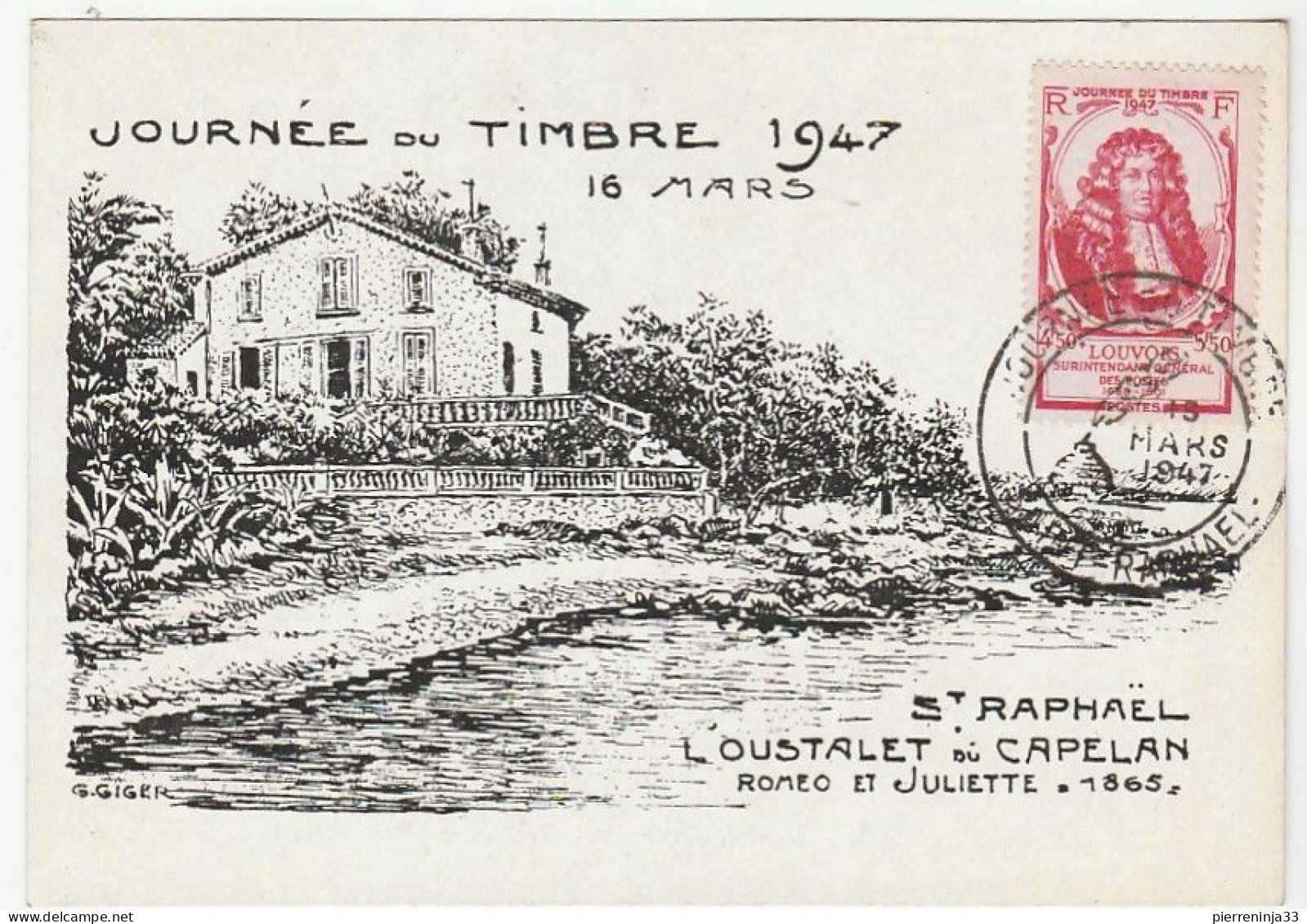 Carte Journée Du Timbre, Saint Raphaël, 1947 - Briefe U. Dokumente