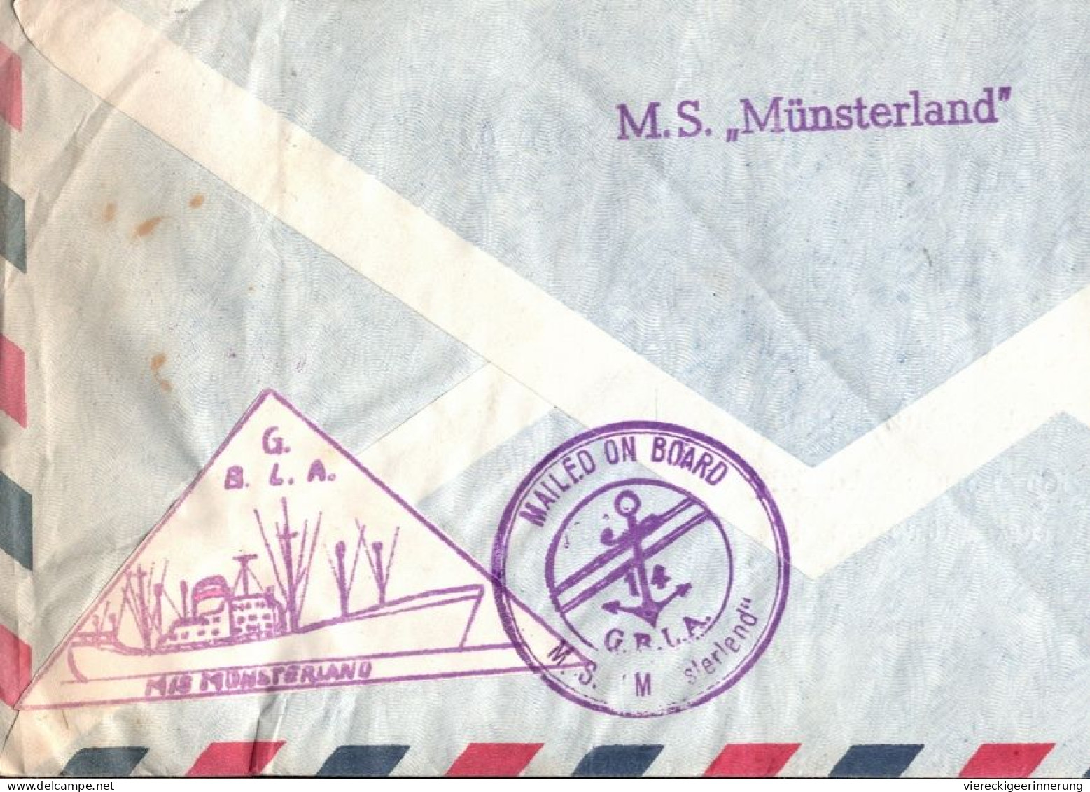 ! Egypt, Airmail Cover, Ship MS Münsterland, Großer Bittersee, Schiff, Ägypten, Suezkanal, Great Bitter Lake - Briefe U. Dokumente