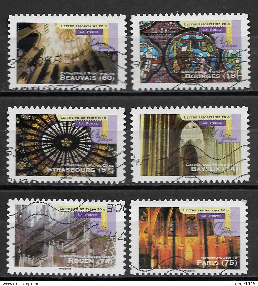 France 2011 Oblitéré Autoadhésif  N° 556 - 557 - 558 - 560 - 561 - 562  -   Art Gothique  ( Détails Architecturaux ) - Used Stamps