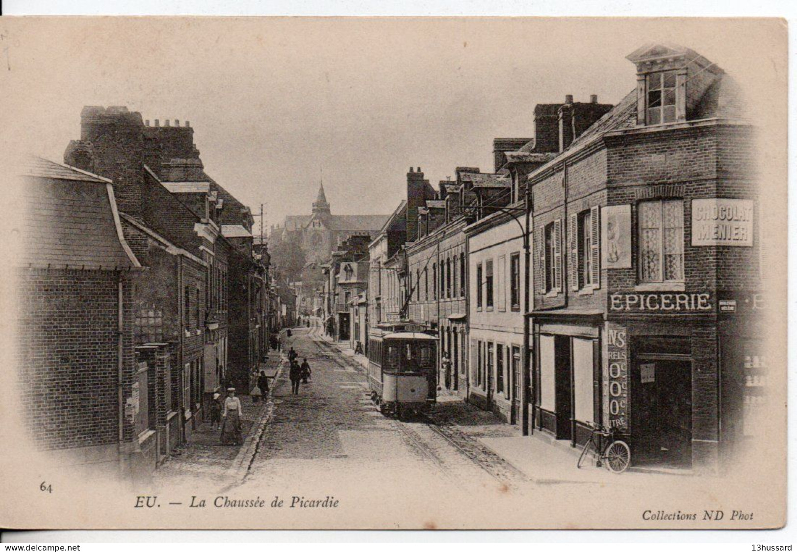 Carte Postale Ancienne Eu - La Chaussée De Picardie - Tramway Pp - Eu