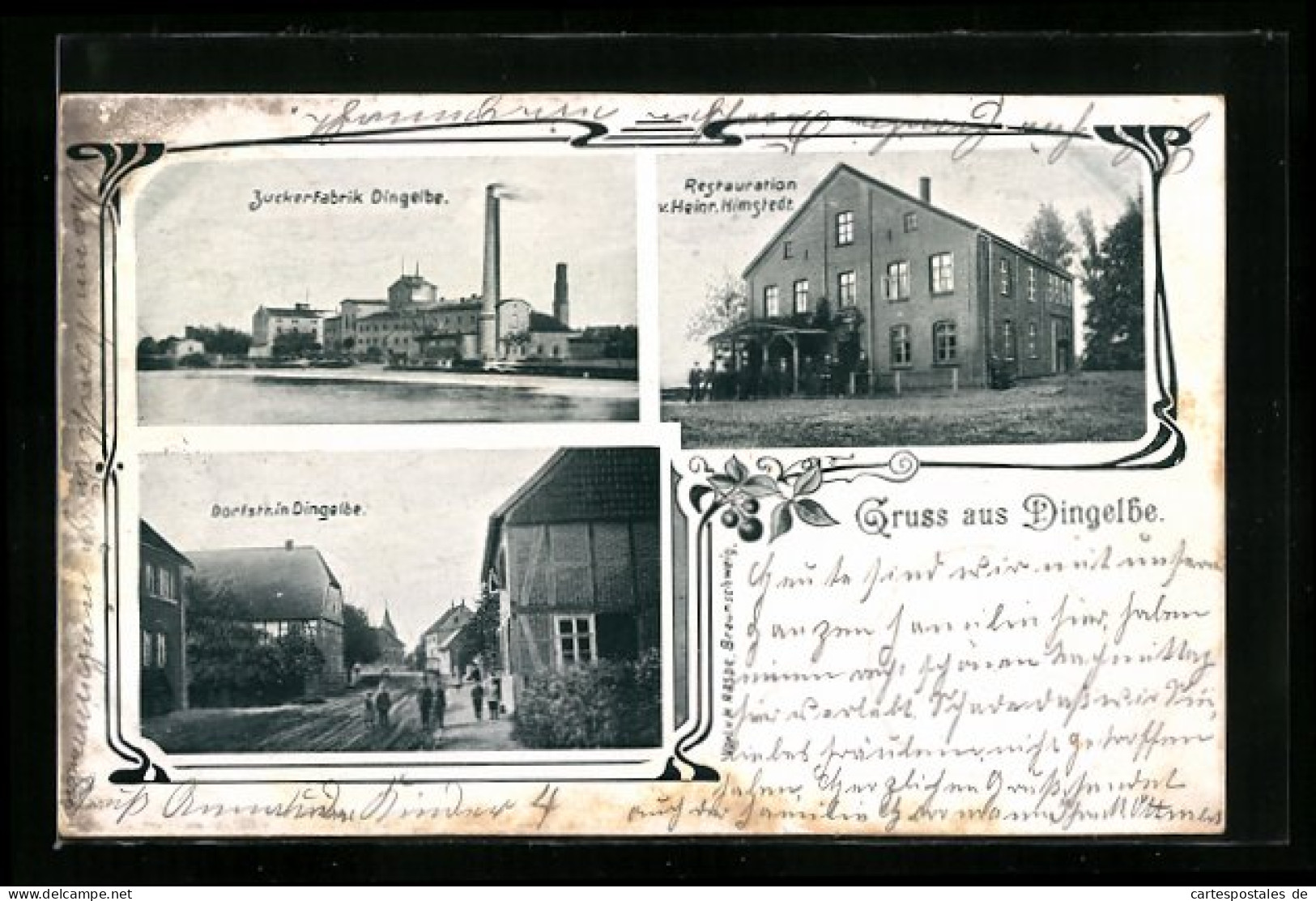 AK Dingelbe, Zuckerfabrik, Restauration Himstedt, Dorfstrasse  - Other & Unclassified