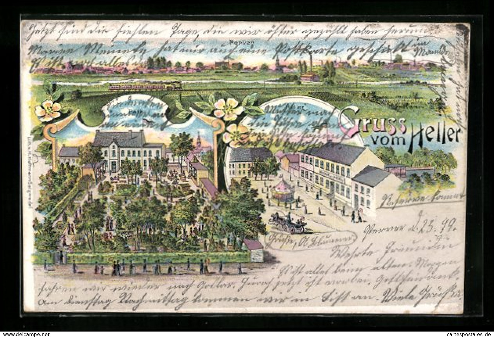 Lithographie Perver, Blick Auf Restaurant Heller Und Park  - Sonstige & Ohne Zuordnung